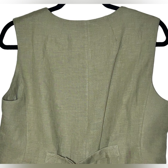 NWT J. Crew Linen Cutaway Vest Top in Green, C1544, Size M (10) - Picture 5 of 12